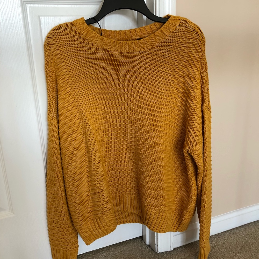 🧡Rib-Knit Sweater Burnt Orange/Yellow Size: L - Picture 2 of 3